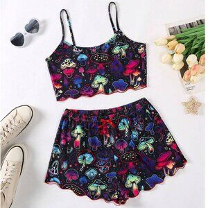 Satin Mushroom-Print Set